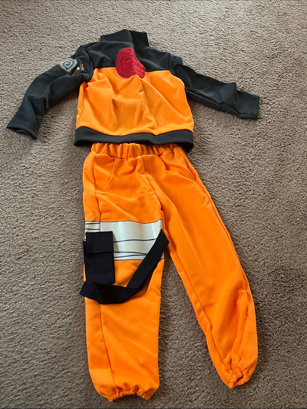 Kids Orange and Black Superhero Costume Set with Reflective Detail